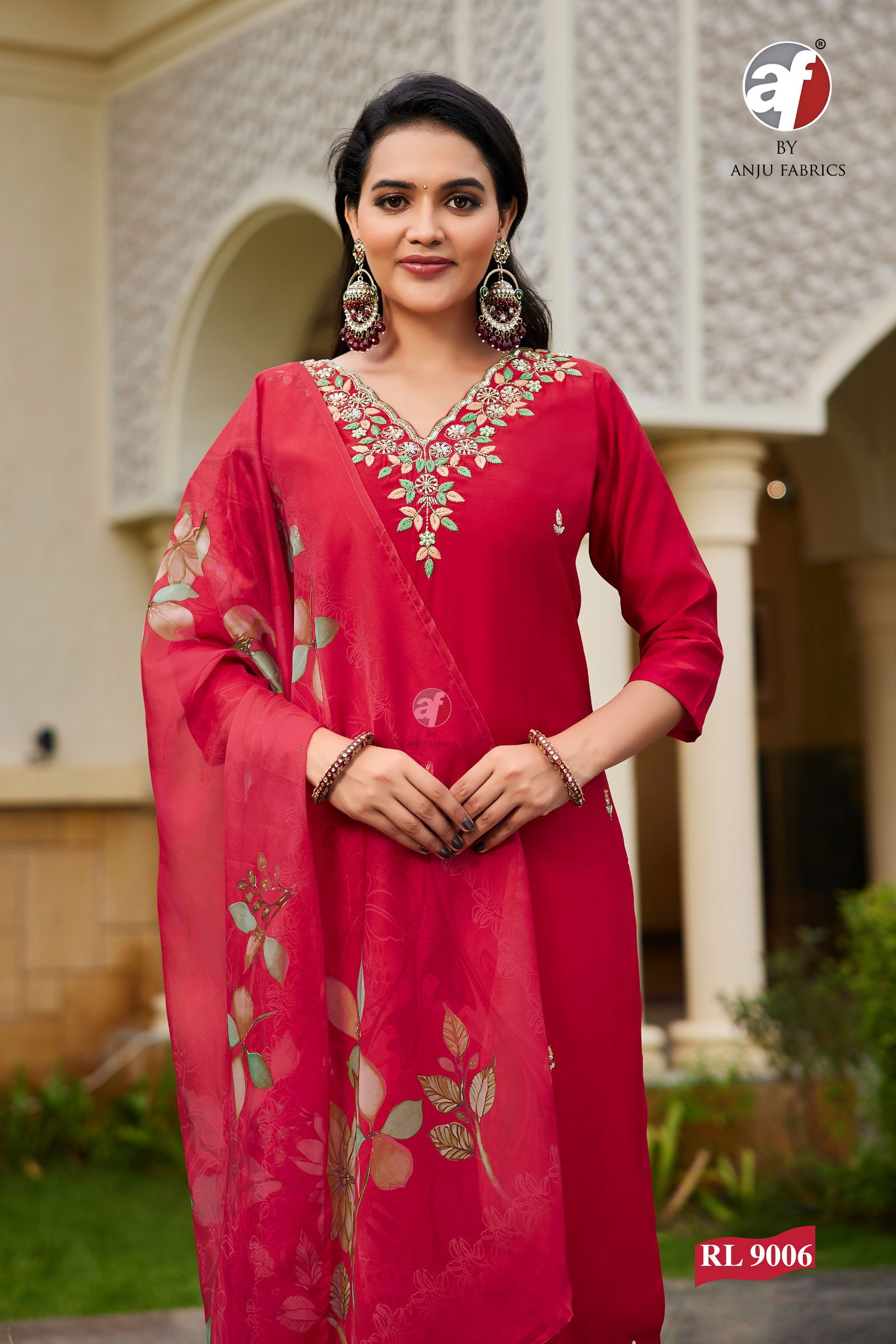 RL 9006 By Af Roman Silk Designer Kurti With Bottom Dupatta Wholesale Price In Surat